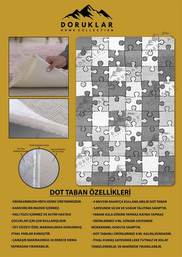 Kaymaz Taban Makinada Yıkanabilir Dijital Baskı Çocuk Odası Halısı Dot Taban Nes Kids Serisi Halı NESKD02
