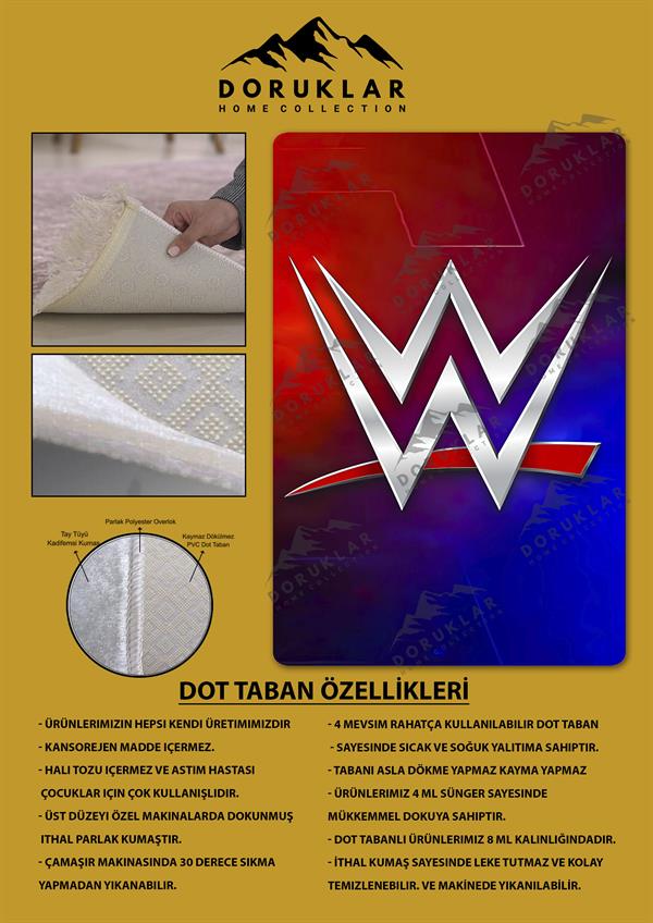 Kaymaz Taban Makinada Yıkanabilir Dijital Baskı Modern Desenli Çocuk Genç Odası Halısı Dot Taban Halı WLD16