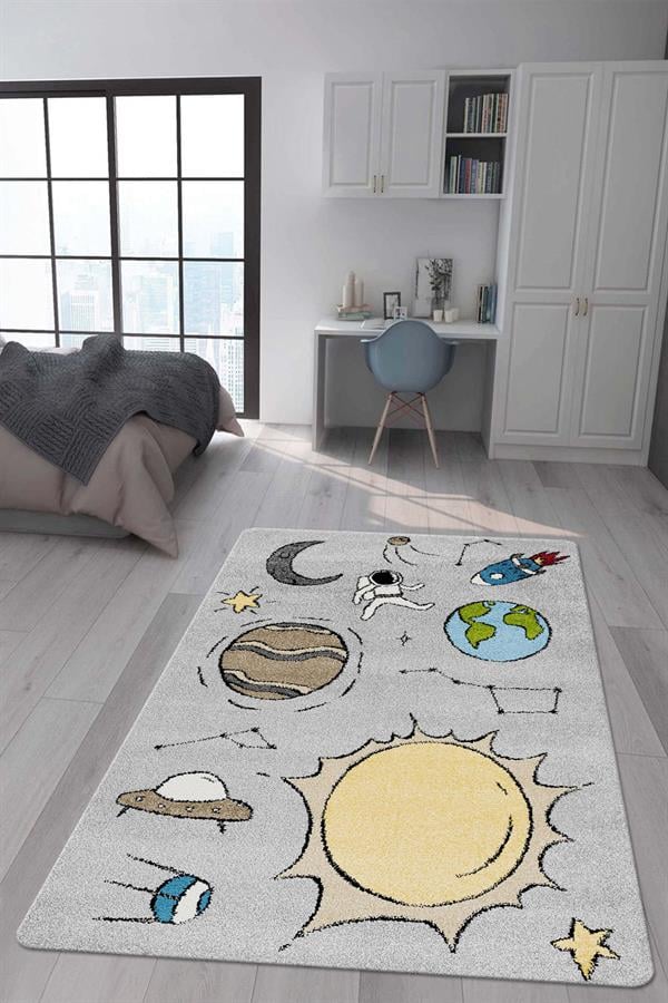 Kaymaz Taban Makinada Yıkanabilir Dijital Baskı Çocuk Odası Halısı Dot Taban Nes Kids Serisi Halı NESKD01