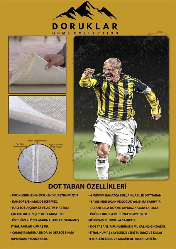 Kaymaz Taban Makinada Yıkanabilir Dijital Baskı Alex de Souza Desenli Çocuk Odası Halısı Dot Taban Halı BRK14