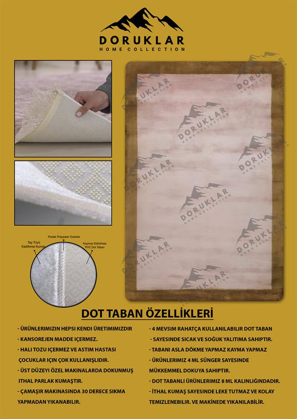 Kaymaz Taban Makinada Yıkanabilir Dijital Baskı Dekoratif Modern Desenli Rona Serisi Dot Taban Halı RN005