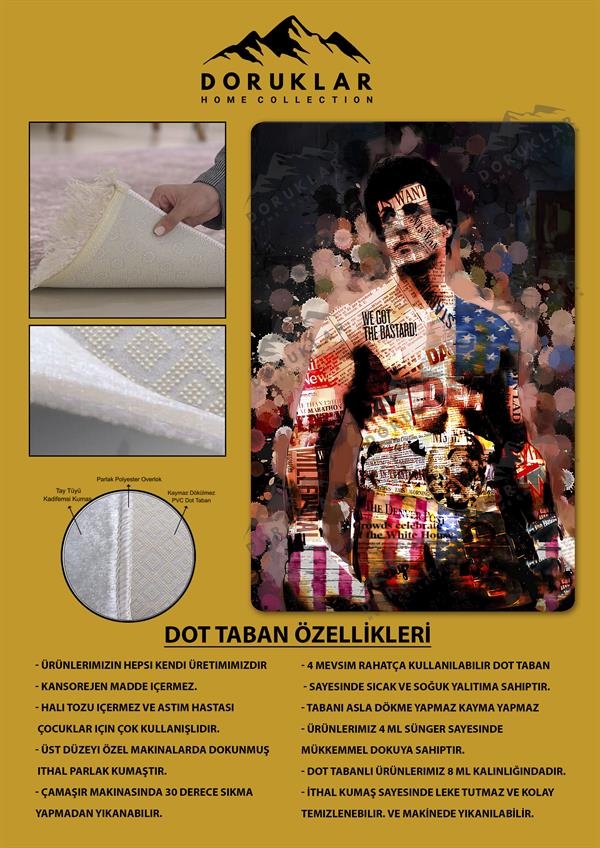 Kaymaz Taban Makinada Yıkanabilir Dijital Baskı Modern Desenli Çocuk Genç Odası Halısı Dot Taban Halı WLD21