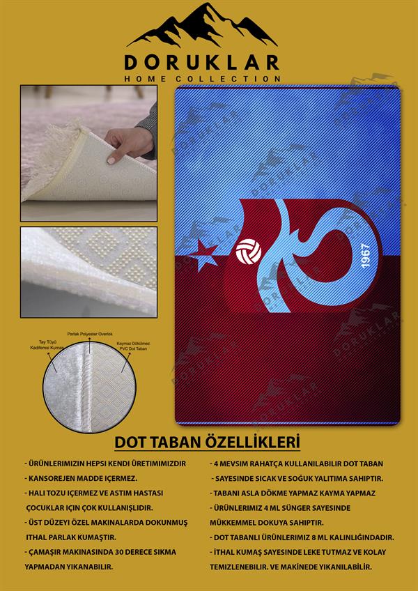 Kaymaz Taban Makinada Yıkanabilir Dijital Baskı Modern Desenli Genç Odası ve Çocuk Odası Halısı Dot Taban Halı