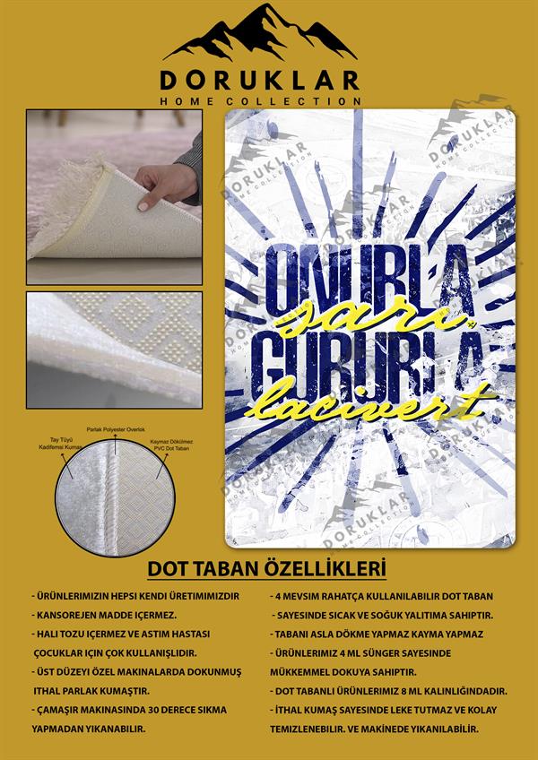 Kaymaz Taban Makinada Yıkanabilir Dijital Baskı Dekoratif Modern Desenli Çocuk Odası Halısı Dot Taban Halı