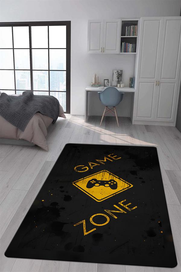 Kaymaz Taban Makinada Yıkanabilir Dijital Baskı Gamer Desenli Genç Odası ve Çocuk Odası Halısı Dot Taban Halı