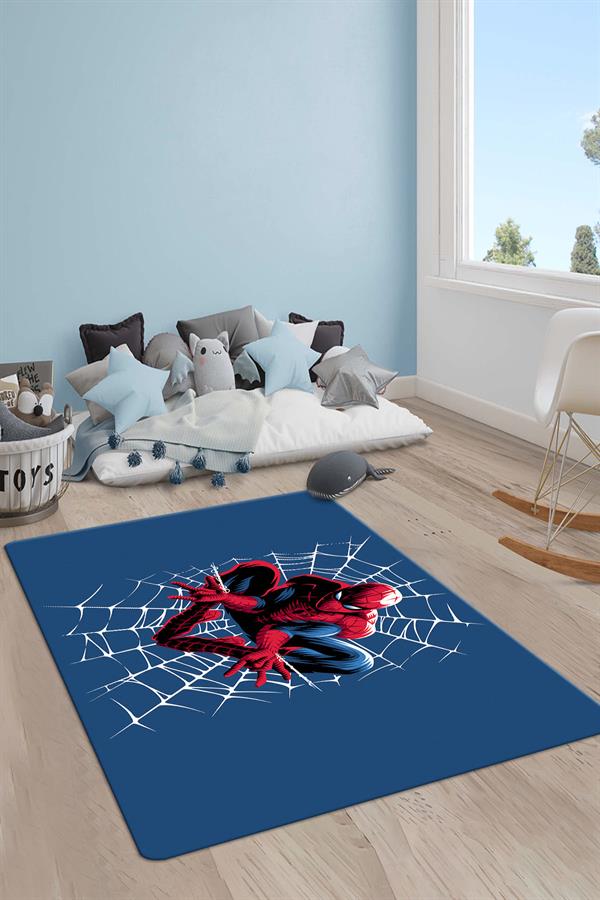 Kaymaz Taban Makinada Yıkanabilir Dijital Baskı SpiderMan Desenli Genç ve Çocuk Odası Halısı Dot Taban Halı