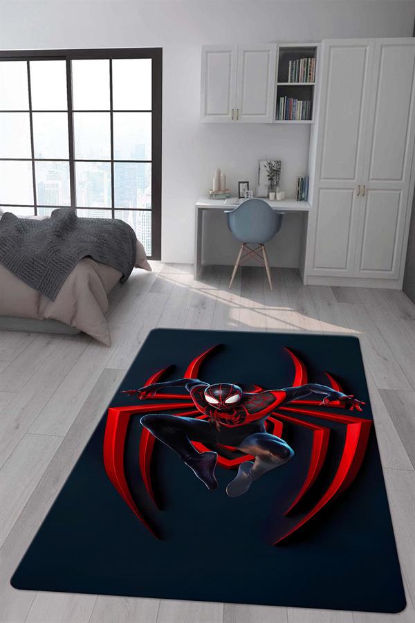 Kaymaz Taban Makinada Yıkanabilir Dijital Baskı SpiderMan Desenli Genç ve Çocuk Odası Halısı Dot Taban Hal