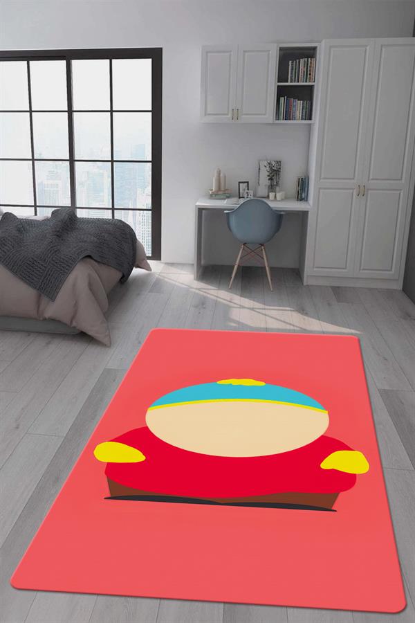 Kaymaz Taban Makinada Yıkanabilir Dijital Baskı Southpark Desenli Genç Odası Halısı Dot Taban Halı GNC79