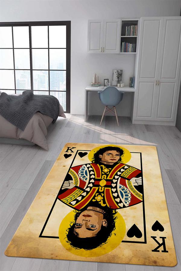 Kaymaz Taban Makinada Yıkanabilir Dijital Baskı Retro Desenli Çocuk Genç Odası Halısı Dot Taban Halı RTR06