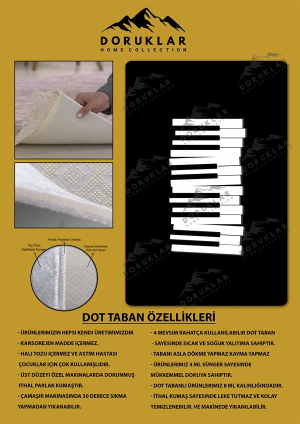 Kaymaz Taban Makinada Yıkanabilir Dijital Baskı Piyano Desenli Genç Odası Halısı