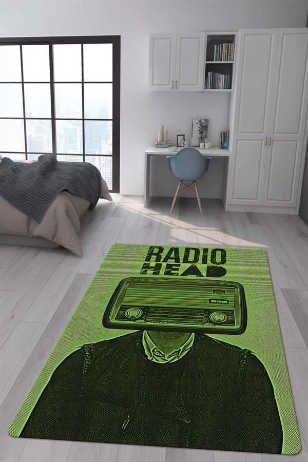 Kaymaz Taban Makinada Yıkanabilir Dijital Baskı Retro Desenli Çocuk Genç Odası Halısı Dot Taban Halı RTR24