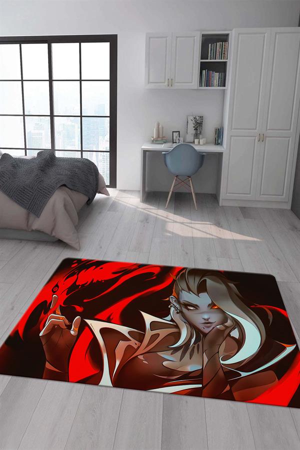 Kaymaz Taban Makinada Yıkanabilir Dijital Baskı Valorant Fade Desenli Çocuk Odası Halısı Dot Taban Halı VL08