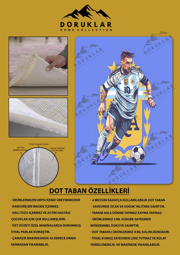 Kaymaz Taban Makinada Yıkanabilir Dijital Baskı Modern Desenli Çocuk Genç Odası Halısı Dot Taban Halı WLD07