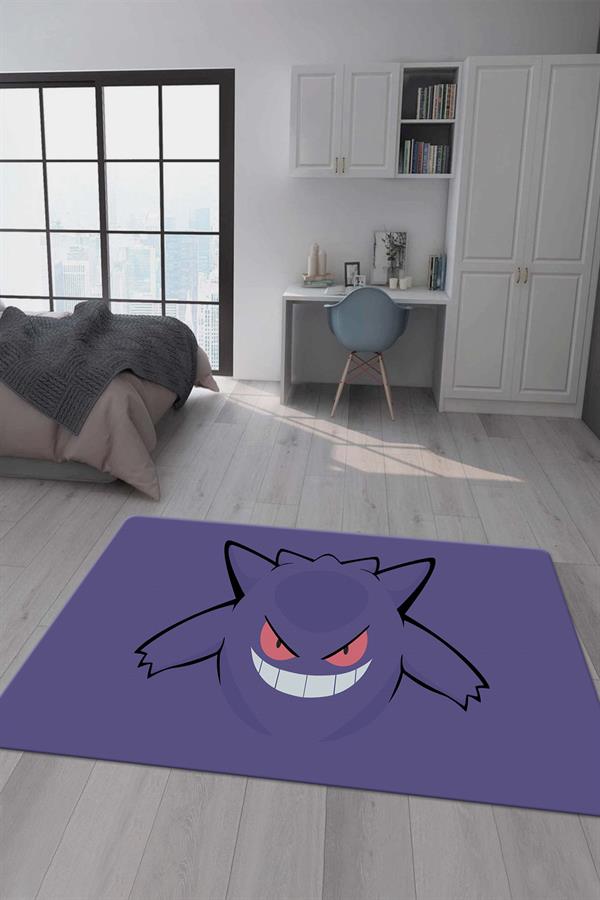 Kaymaz Taban Makinada Yıkanabilir Dijital Baskı Ganger Pokemon Desenli Genç Odası Halısı Dot Taban Halı GNC27