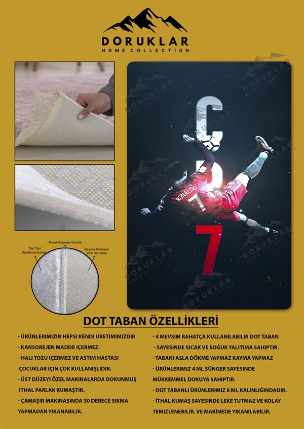 Kaymaz Taban Makinada Yıkanabilir Dijital Baskı Modern Desenli Çocuk Genç Odası Halısı Dot Taban Halı WLD08