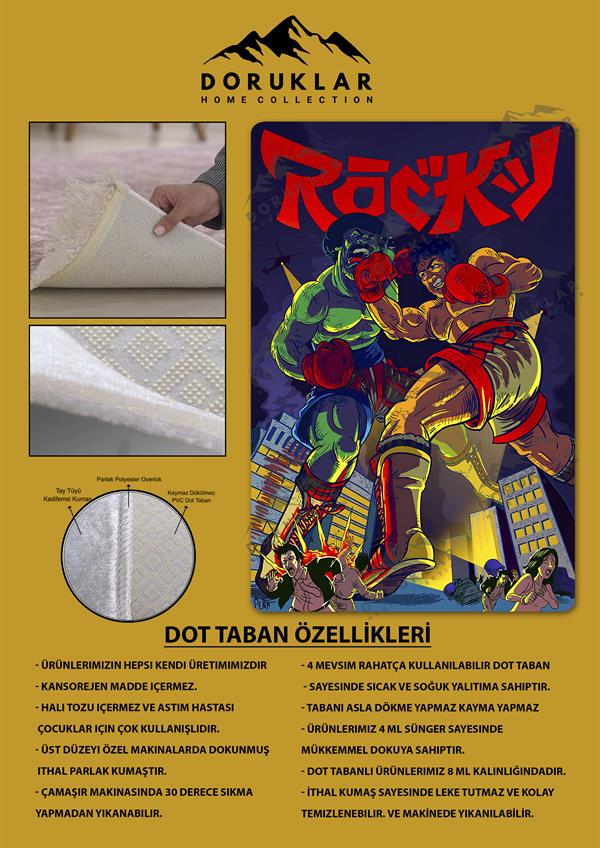 Kaymaz Taban Makinada Yıkanabilir Dijital Baskı Modern Desenli Çocuk Genç Odası Halısı Dot Taban Halı WLD27