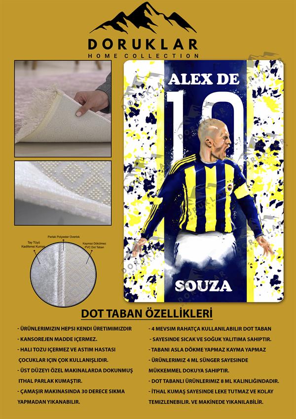 Kaymaz Taban Makinada Yıkanabilir Dijital Baskı Alex Desenli Çocuk Odası Halısı Dot Taban Halı 01