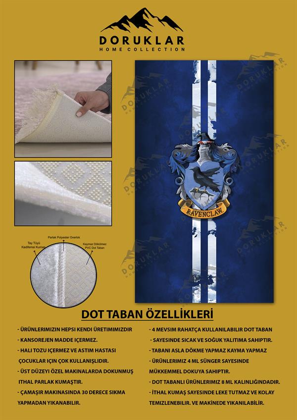 Kaymaz Taban Makinada Yıkanabilir Dijital Baskı Harry Potter Desenli Çocuk Halısı