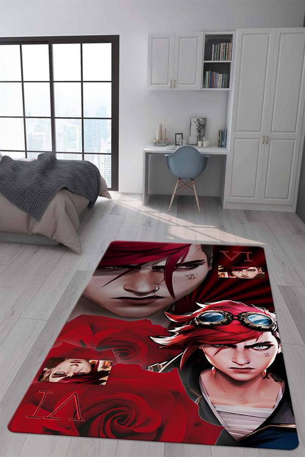 Kaymaz Taban Makinada Yıkanabilir Dijital Baskı Modern Desenli Genç Odası ve Çocuk Odası Halısı Dot Taban Halı
