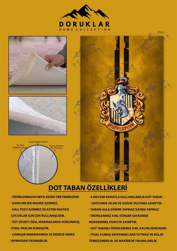 Kaymaz Taban Makinada Yıkanabilir Dijital Baskı Harry Potter Desenli Çocuk Halısı