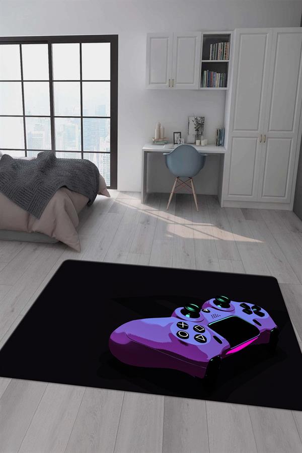 Kaymaz Taban Makinada Yıkanabilir Dijital Baskı Gaming Konsol Desenli Çocuk Odası Halısı Dot Taban Halı RHR07
