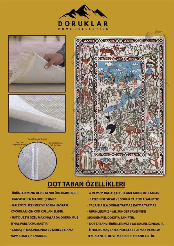 Kaymaz Taban Makinada Yıkanabilir Dijital Baskı Dekoratif Modern Desenli Nida Serisi Dot Taban Halı ND013