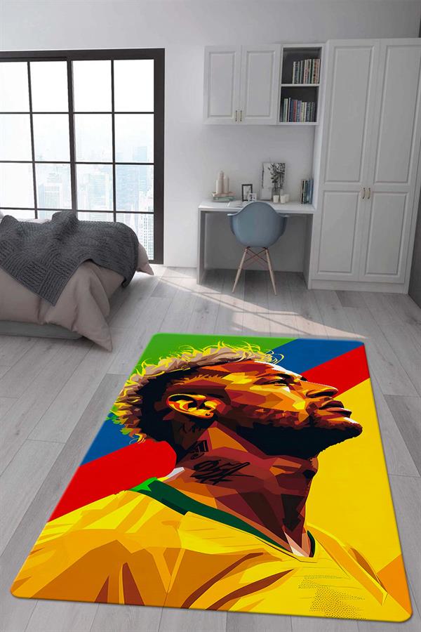 Kaymaz Taban Makinada Yıkanabilir Dijital Baskı Modern Desenli Çocuk Genç Odası Halısı Dot Taban Halı WLD03