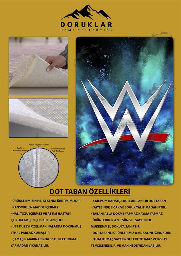 Kaymaz Taban Makinada Yıkanabilir Dijital Baskı Modern Desenli Çocuk Genç Odası Halısı Dot Taban Halı WLD19