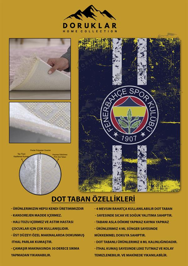 Kaymaz Taban Makinada Yıkanabilir Dijital Baskı Modern Desenli Genç Odası ve Çocuk Odası Halısı Dot Taban Halı