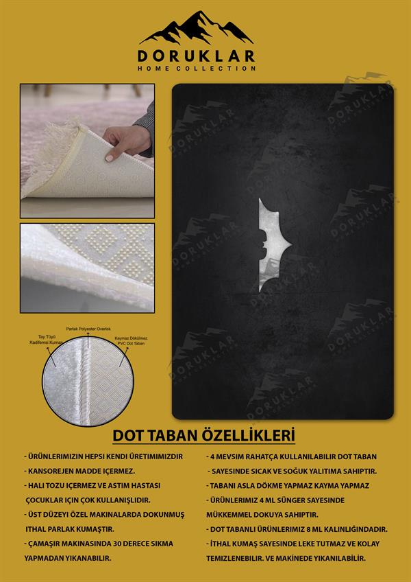 Kaymaz Taban Makinada Yıkanabilir Dijital Baskı Batman Desenli Genç Odası Halısı