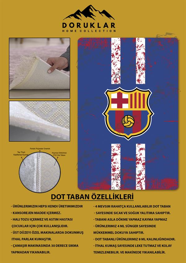 Kaymaz Taban Makinada Yıkanabilir Dijital Baskı Modern Desenli Genç Odası ve Çocuk Odası Halısı Dot Taban Halı