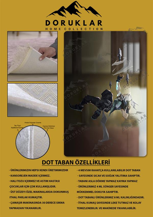 Kaymaz Taban Makinada Yıkanabilir Dijital Baskı Valorant Jett Desenli Çocuk Odası Halısı Dot Taban Halı BRK07