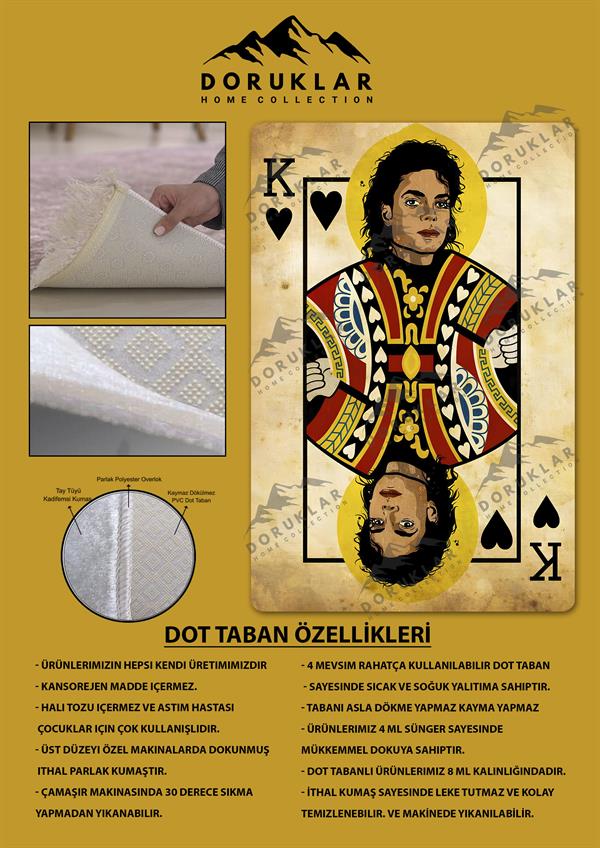 Kaymaz Taban Makinada Yıkanabilir Dijital Baskı Retro Desenli Çocuk Genç Odası Halısı Dot Taban Halı RTR06