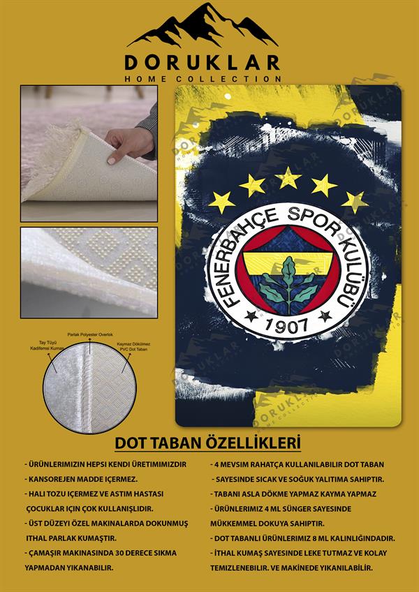 Kaymaz Taban Makinada Yıkanabilir Dijital Baskı Dekoratif Modern Desenli Genç Odası ve Çocuk Odası Halısı Dot Taban Halı