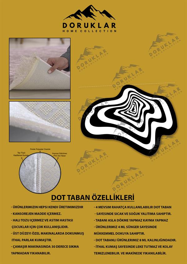 Kaymaz Taban Makinada Yıkanabilir Dijital Baskı Dekoratif Modern Desenli Nes Serisi Dot Taban Halı NES005