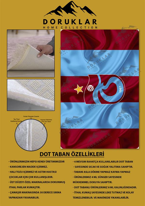 Kaymaz Taban Makinada Yıkanabilir Dijital Baskı Modern Desenli Genç Odası ve Çocuk Odası Halısı Dot Taban Halı