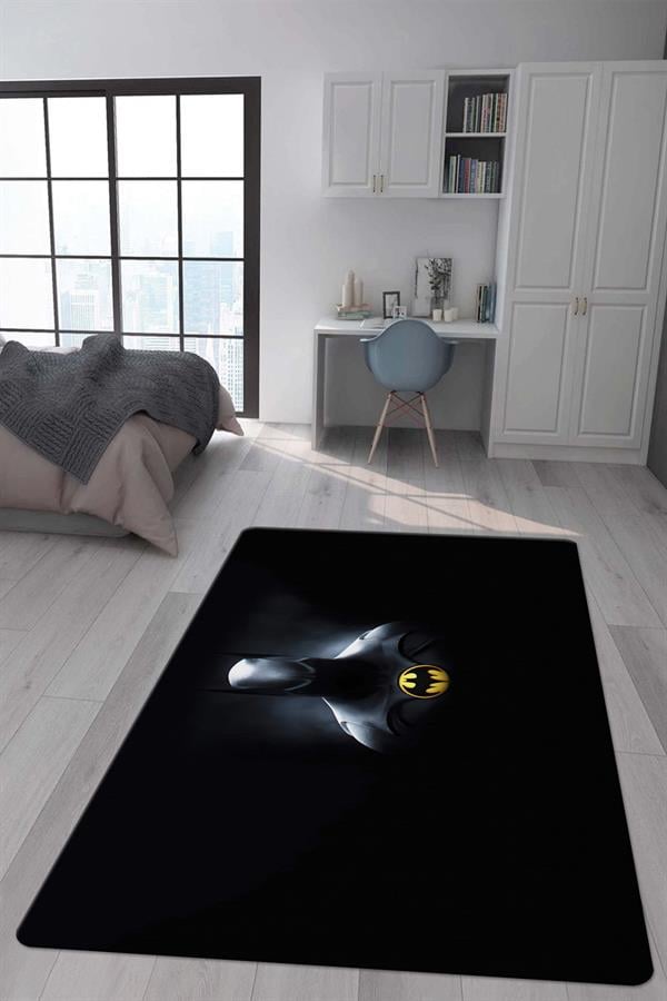 Kaymaz Taban Makinada Yıkanabilir Dijital Baskı Batman Desenli Genç Odası ve Çocuk Odası Halısı Dot Taban Halı