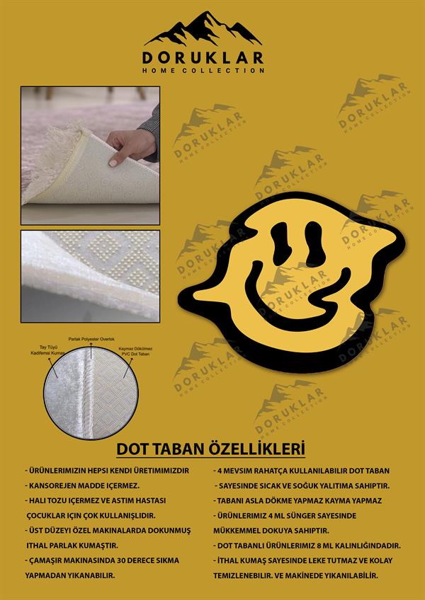 Kaymaz Taban Makinada Yıkanabilir Dijital Baskı Dekoratif Modern Desenli Nes Serisi Dot Taban Halı NES008