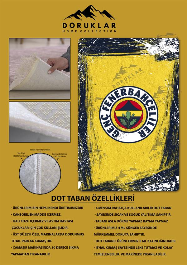 Kaymaz Taban Makinada Yıkanabilir Dijital Baskı Modern Desenli Genç Odası ve Çocuk Odası Halısı Dot Taban Halı