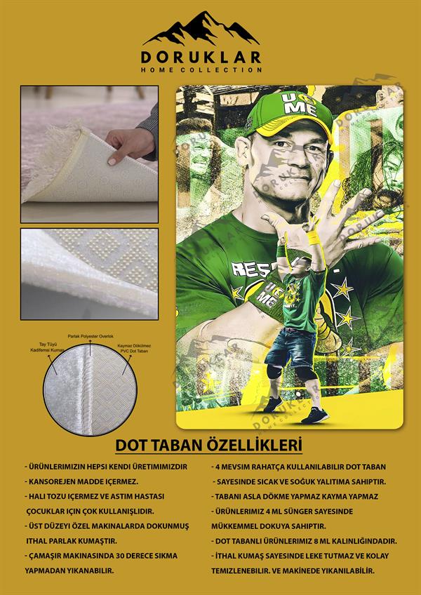 Kaymaz Taban Makinada Yıkanabilir Dijital Baskı Modern Desenli Çocuk Genç Odası Halısı Dot Taban Halı WLD11