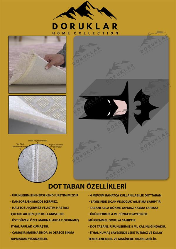Kaymaz Taban Makinada Yıkanabilir Dijital Baskı Batman Desenli Genç Odası Halısı Dot Taban Halı GNC39