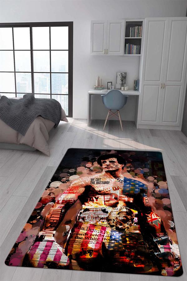 Kaymaz Taban Makinada Yıkanabilir Dijital Baskı Modern Desenli Çocuk Genç Odası Halısı Dot Taban Halı WLD21