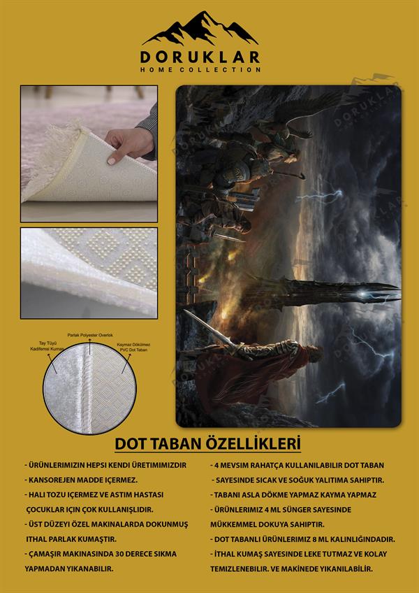 Kaymaz Taban Makinada Yıkanabilir Dijital Baskı Yüzükler Efendisi Desenli Genç Odası Halısı