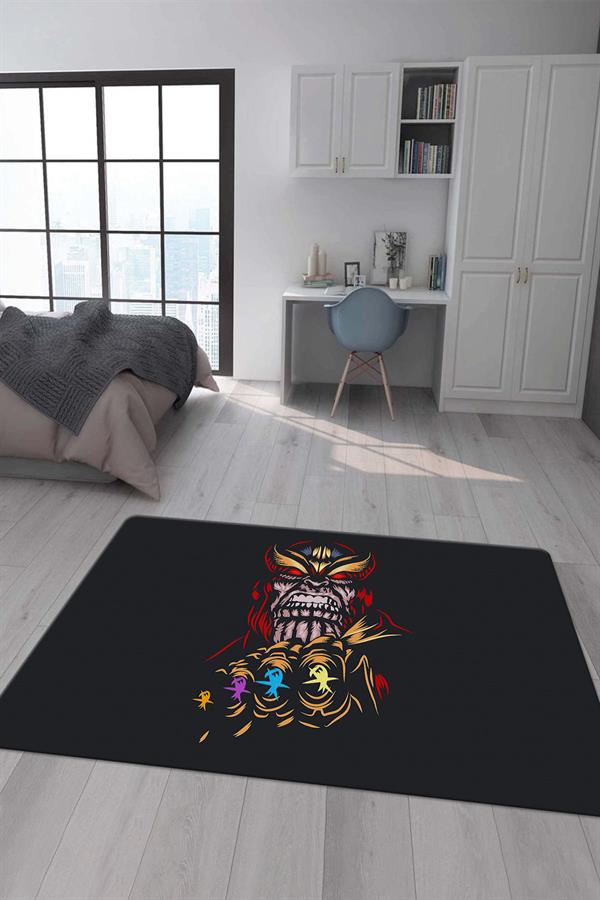 Kaymaz Taban Makinada Yıkanabilir Dijital Baskı Thanos Desenli Genç Odası Halısı