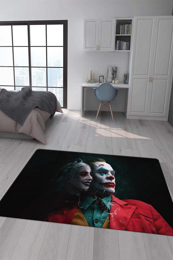 Kaymaz Taban Makinada Yıkanabilir Dijital Baskı Joker Desenli Genç Odası Halısı