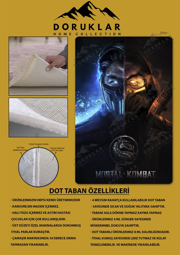 Kaymaz Taban Makinada Yıkanabilir Dijital Baskı Subzero Desenli Çocuk Odası Halısı Dot Taban Halı BRK13