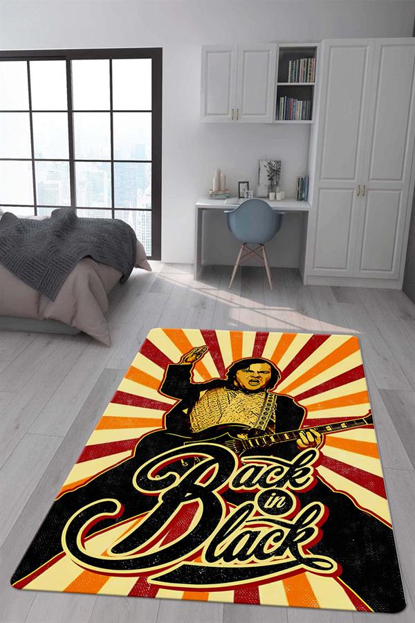 Kaymaz Taban Makinada Yıkanabilir Dijital Baskı Retro Desenli Çocuk Genç Odası Halısı Dot Taban Halı RTR11