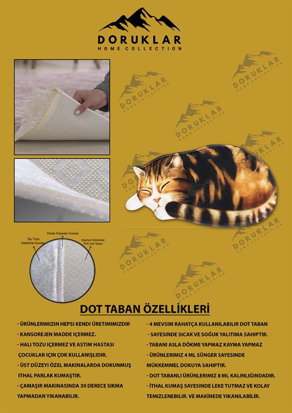 Kaymaz Taban Makinada Yıkanabilir Dijital Baskı Dekoratif Modern Desenli Nes Serisi Dot Taban Halı NES006