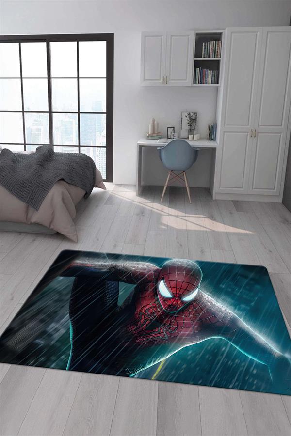 Kaymaz Taban Makinada Yıkanabilir Dijital Baskı Spiderman Desenli Çocuk Halısı