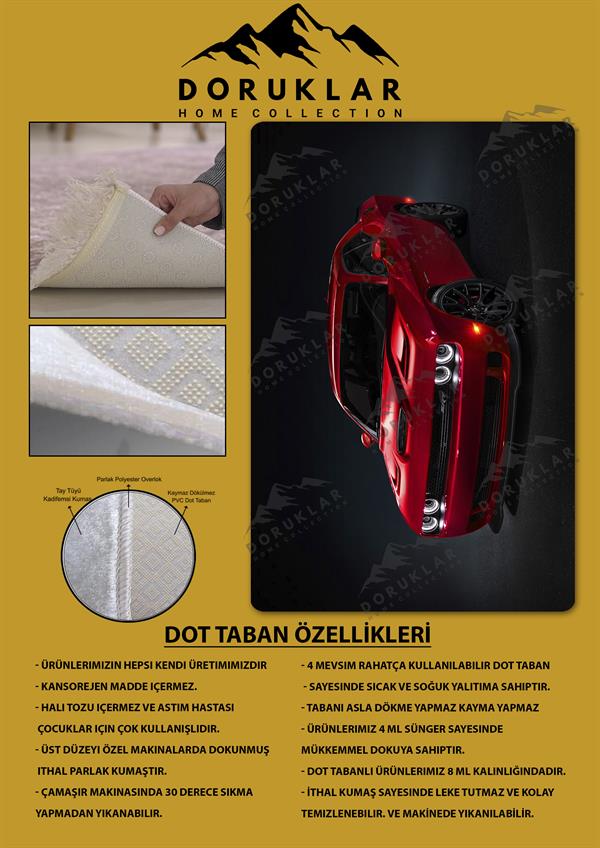 Kaymaz Taban Makinada Yıkanabilir Dijital Baskı Araba Desenli Genç Odası Halısı Dot Taban Halı GNC29